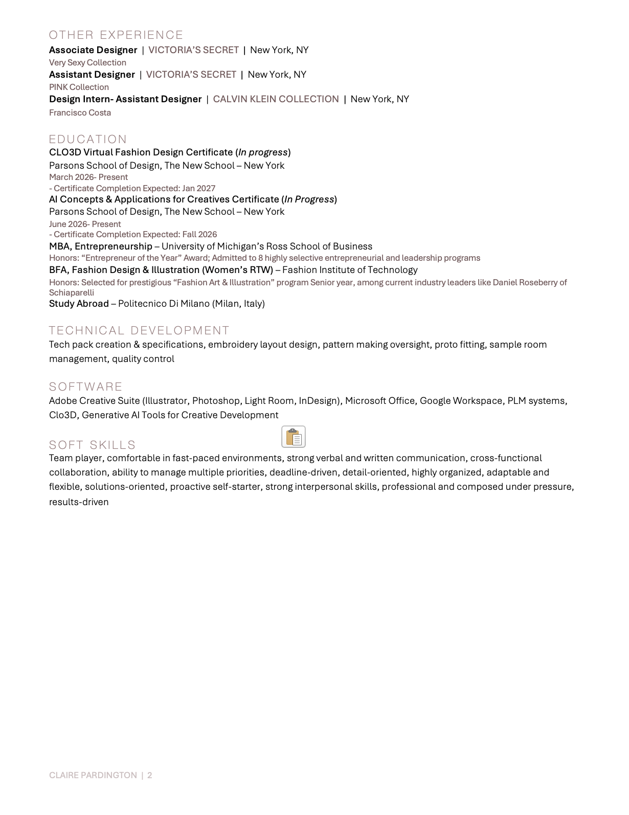 Resume Page 2